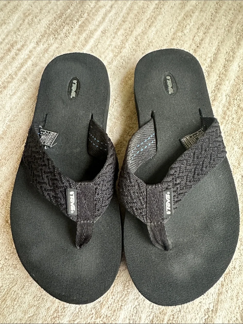 Teva Terrain Black Black Quilted Straps Flip Flops Sandals Womens Size 9